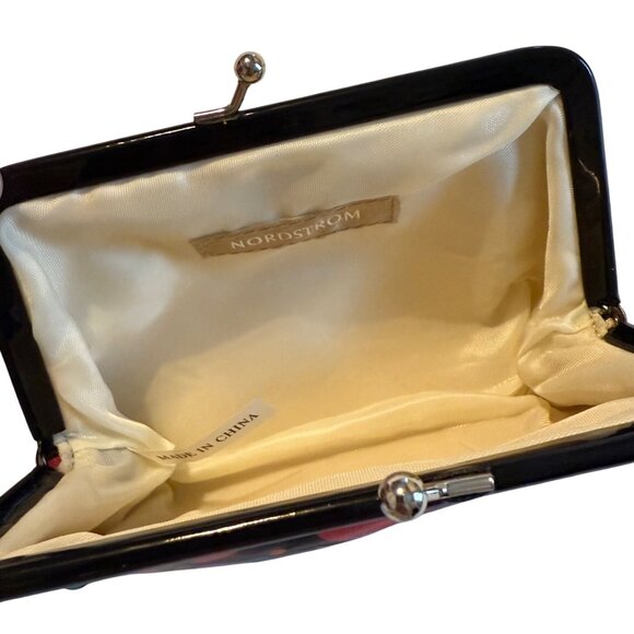 Vintage Nordstrom Cosmetic Bags Vinyl Black 70's Floral Set Lot - Picture 4 of 11